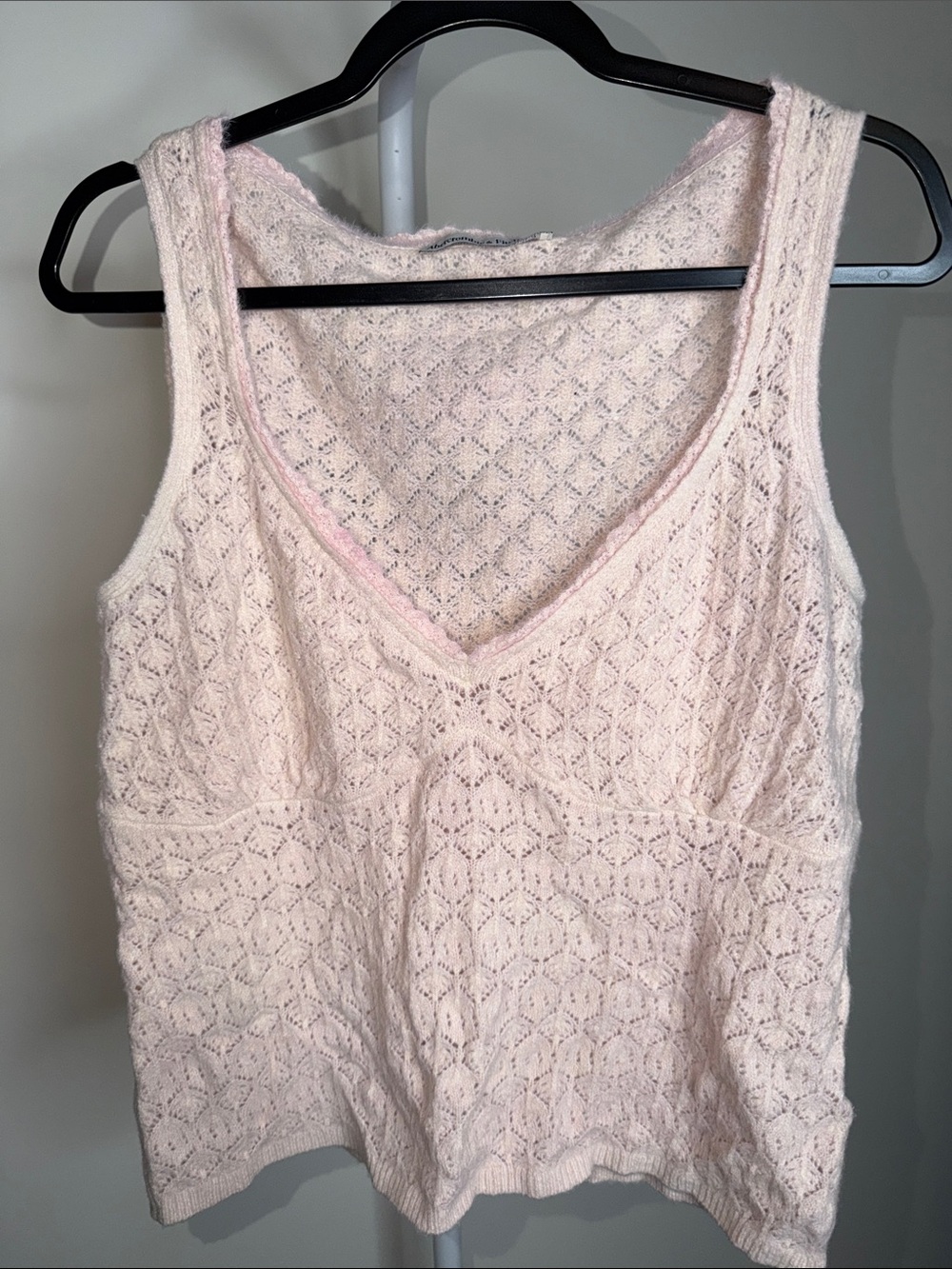 Abercrombie & Fitch Pale Pink Lace-Knit V-Neck Sweater Tank